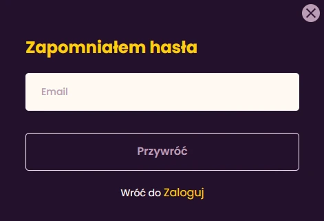 Odzyskiwanie hasła w Bizzo Casino z polem email